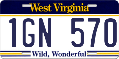 WV license plate 1GN570
