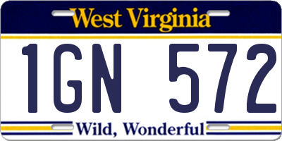 WV license plate 1GN572