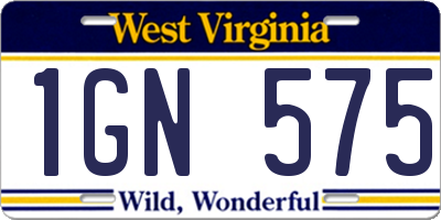 WV license plate 1GN575