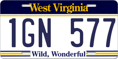 WV license plate 1GN577
