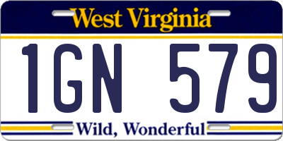 WV license plate 1GN579