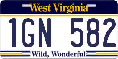 WV license plate 1GN582
