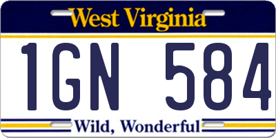 WV license plate 1GN584