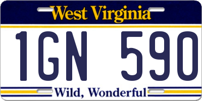 WV license plate 1GN590