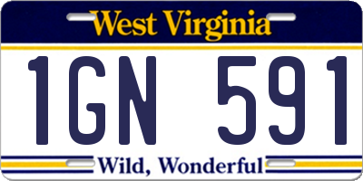 WV license plate 1GN591