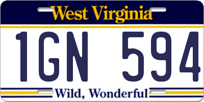 WV license plate 1GN594
