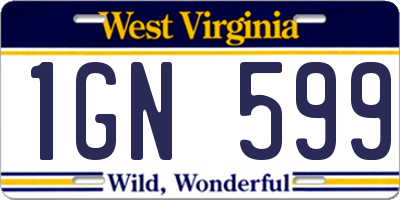 WV license plate 1GN599