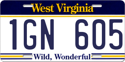 WV license plate 1GN605