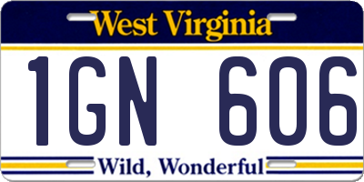 WV license plate 1GN606