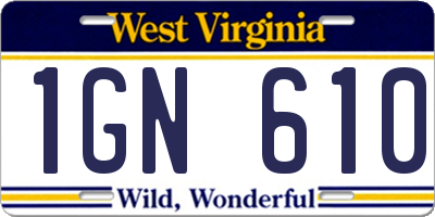 WV license plate 1GN610