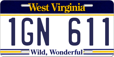 WV license plate 1GN611