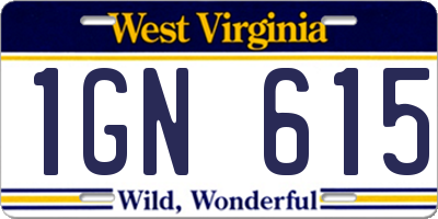WV license plate 1GN615