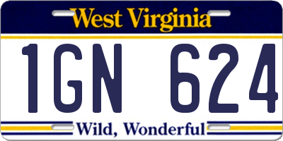 WV license plate 1GN624