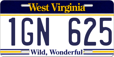 WV license plate 1GN625