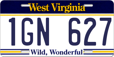 WV license plate 1GN627