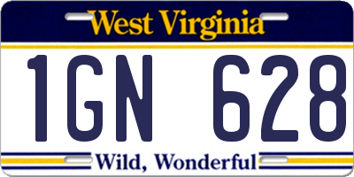 WV license plate 1GN628