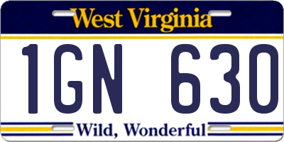 WV license plate 1GN630