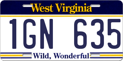 WV license plate 1GN635