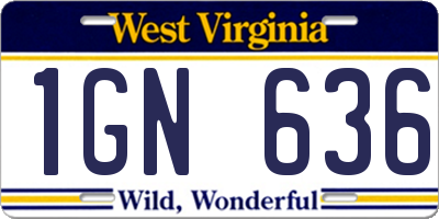 WV license plate 1GN636
