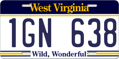 WV license plate 1GN638