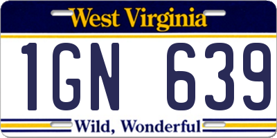 WV license plate 1GN639