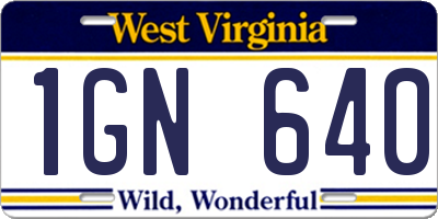 WV license plate 1GN640