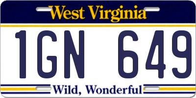 WV license plate 1GN649