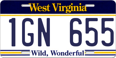 WV license plate 1GN655