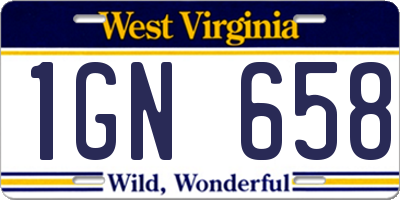 WV license plate 1GN658