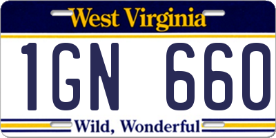 WV license plate 1GN660