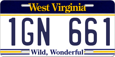 WV license plate 1GN661