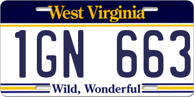 WV license plate 1GN663