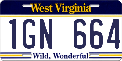 WV license plate 1GN664