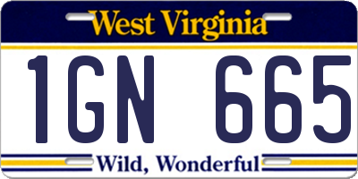 WV license plate 1GN665