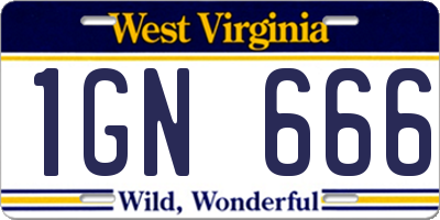 WV license plate 1GN666