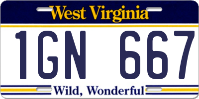 WV license plate 1GN667