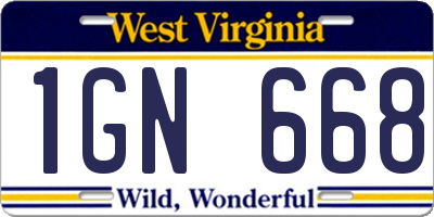WV license plate 1GN668