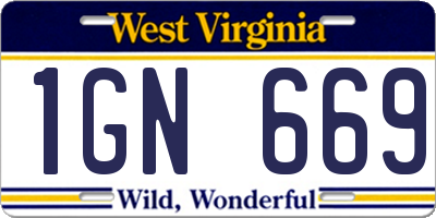 WV license plate 1GN669