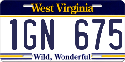WV license plate 1GN675
