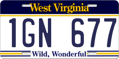 WV license plate 1GN677