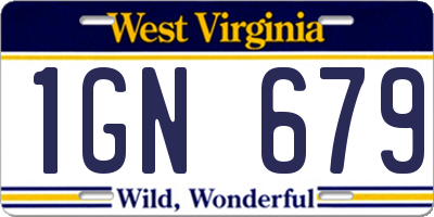 WV license plate 1GN679