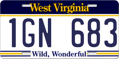 WV license plate 1GN683