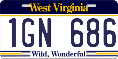 WV license plate 1GN686