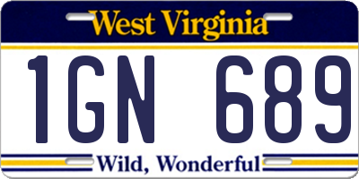 WV license plate 1GN689