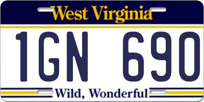 WV license plate 1GN690