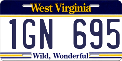 WV license plate 1GN695