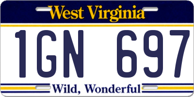 WV license plate 1GN697