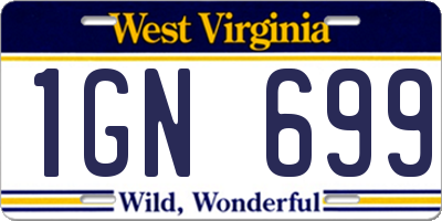 WV license plate 1GN699