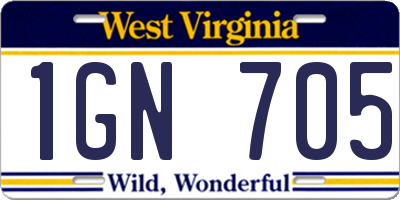 WV license plate 1GN705