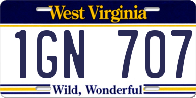 WV license plate 1GN707